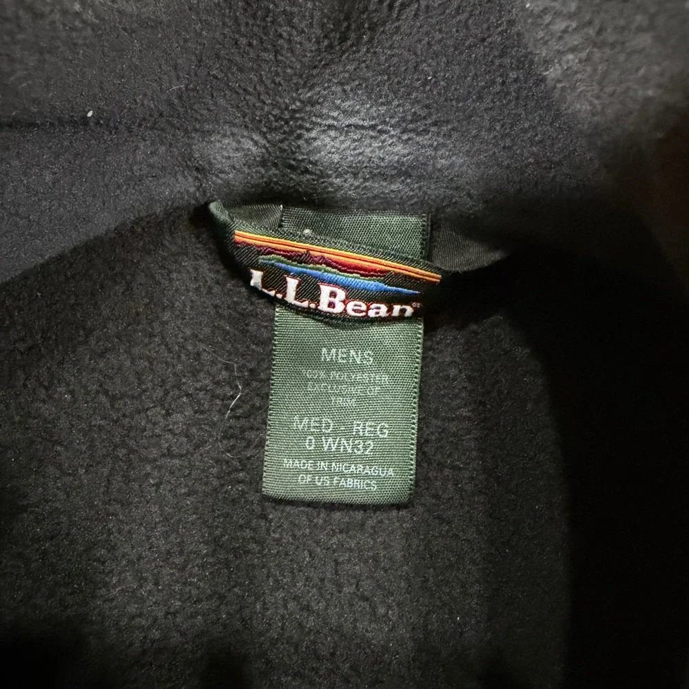LL Bean Mens Fleece Vest Dark Brown Full Zip Pockets Medium Regular